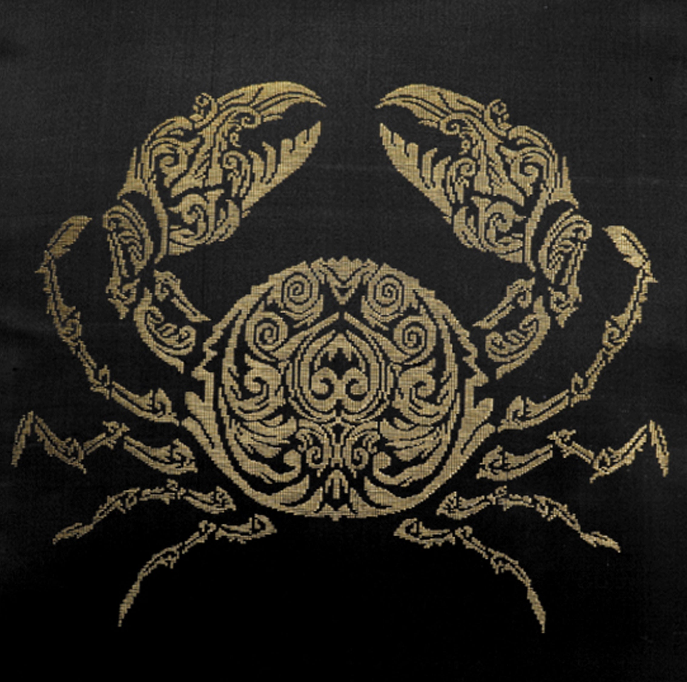 Black Pure Mulberry Silk Golden Zari Cancer Zodiac Cushion Cover Golden Pillow cover