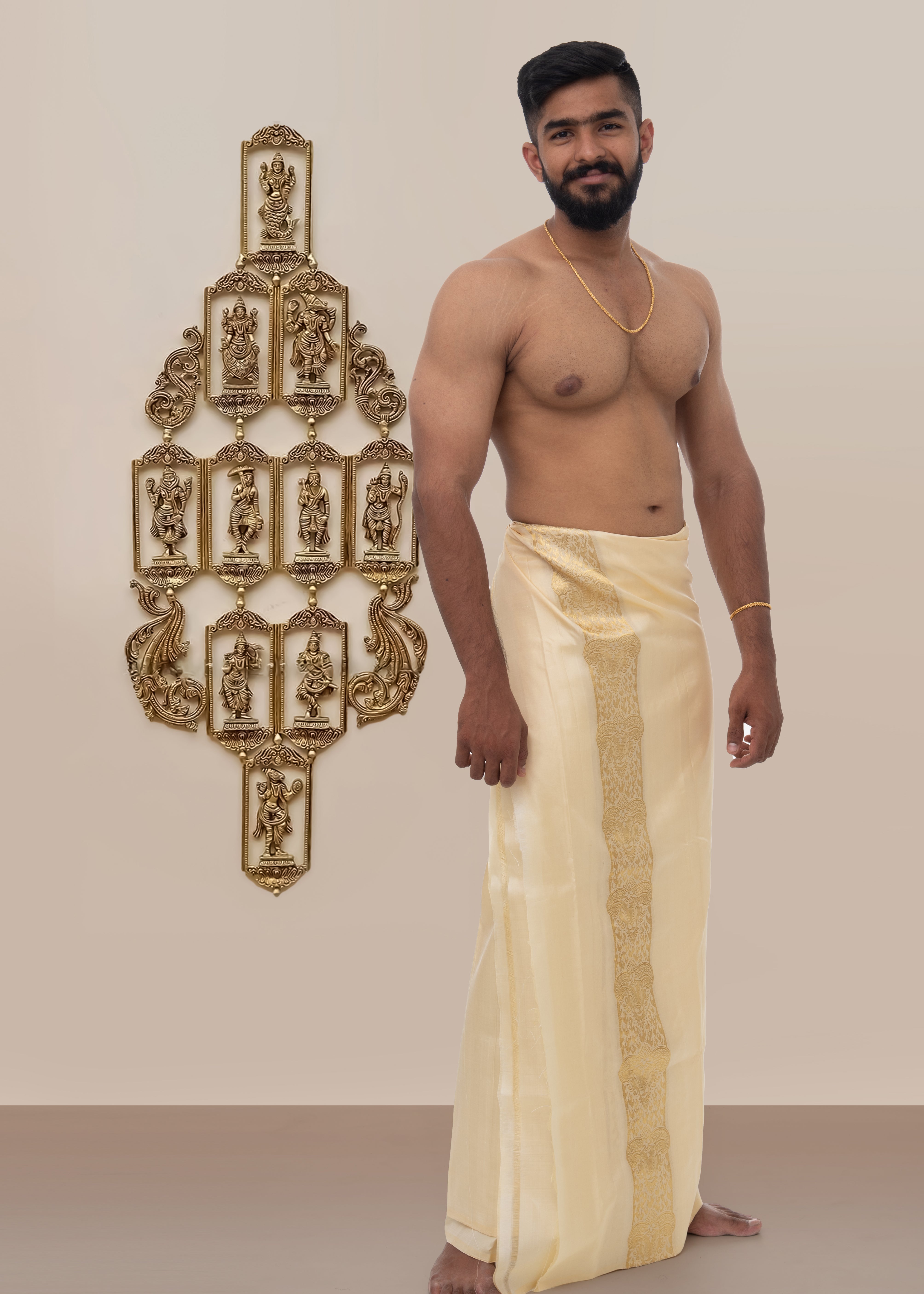 Aries Zodiac Handloom Pure Mulberry Silk Dhoti white mundu vesti Temple Indian wedding dhoti Designer men's dhoti Wedding silk dhoti Men's ethnic Festival men Handwoven