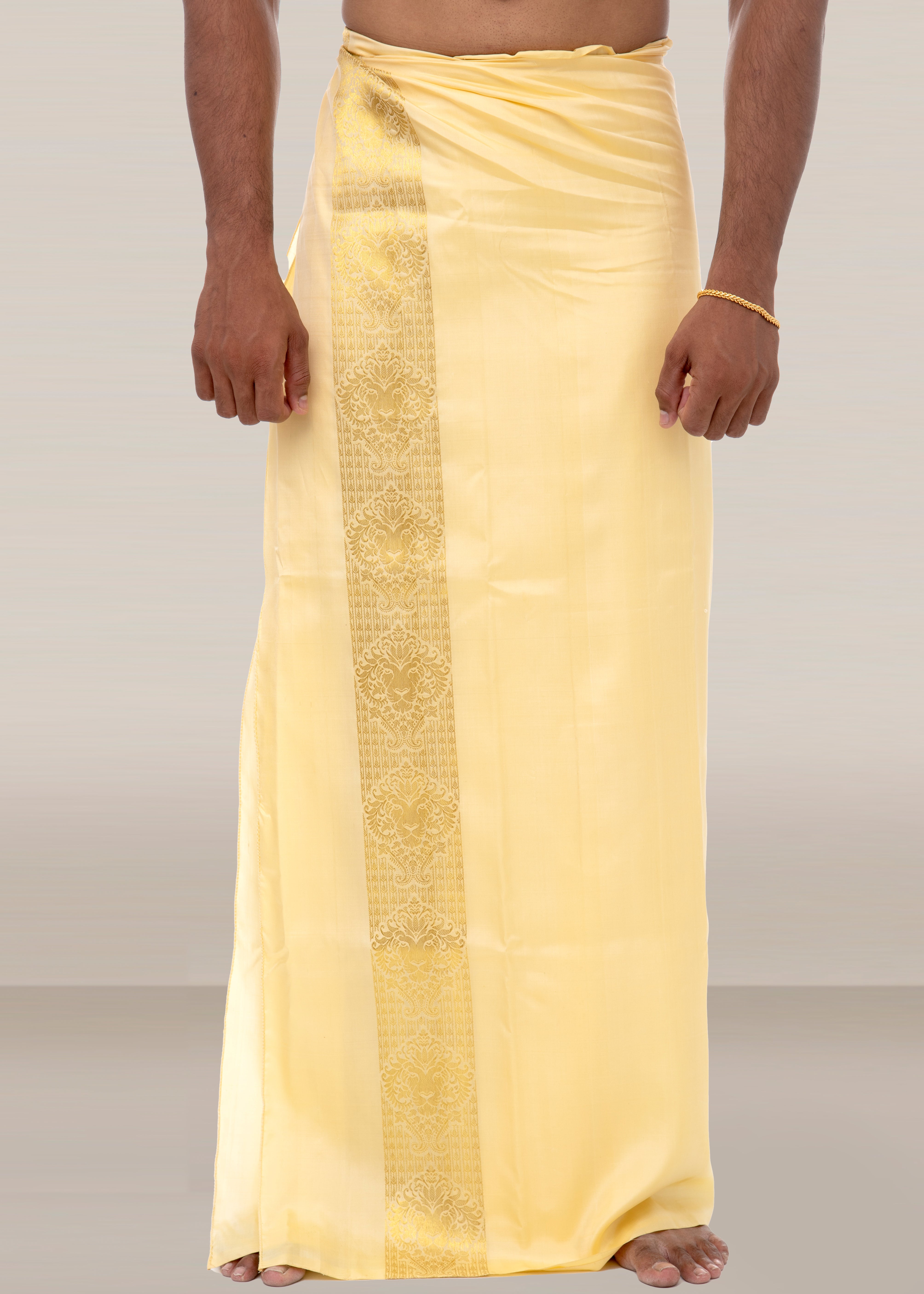 Leo Zodiac Handloom Pure Mulberry Silk Dhoti white mundu vesti Temple Indian wedding dhoti Designer men's dhoti Wedding silk dhoti Men's ethnic Festival men Handwoven