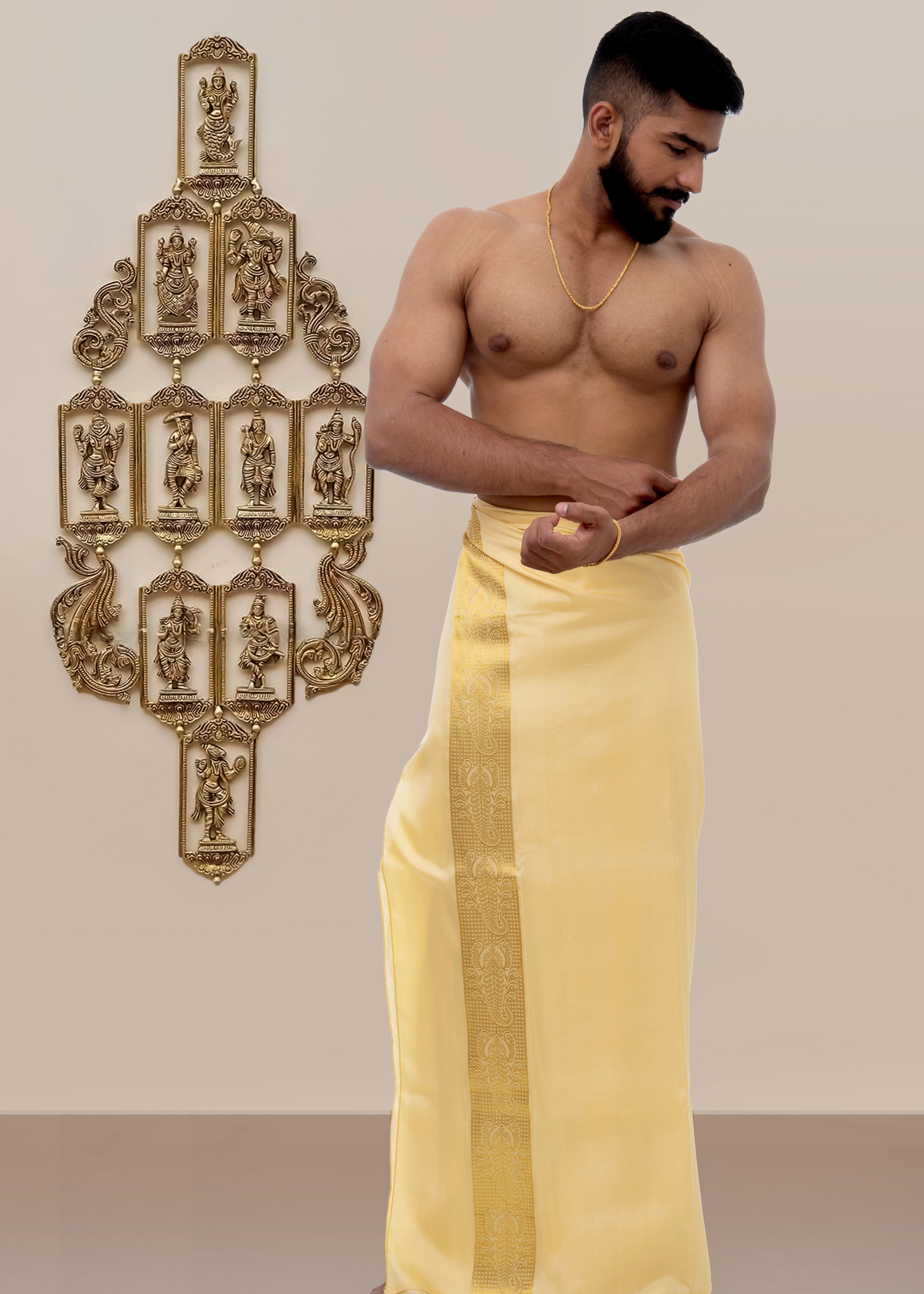 Scorpio Zodiac Handloom Silk Dhoti – Depth and Power, Handwoven in Zari