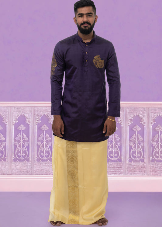 Aquarious Zodiac Mughal Premium Pure Silk Kurta Men's Ethnic Wear