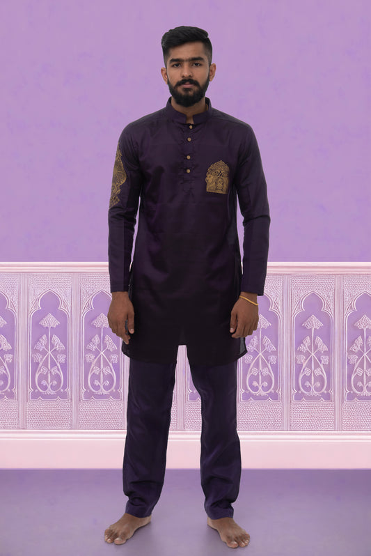 Gemini Zodiac Mughal Premium Pure Silk Kurta Men's Ethnic Wear