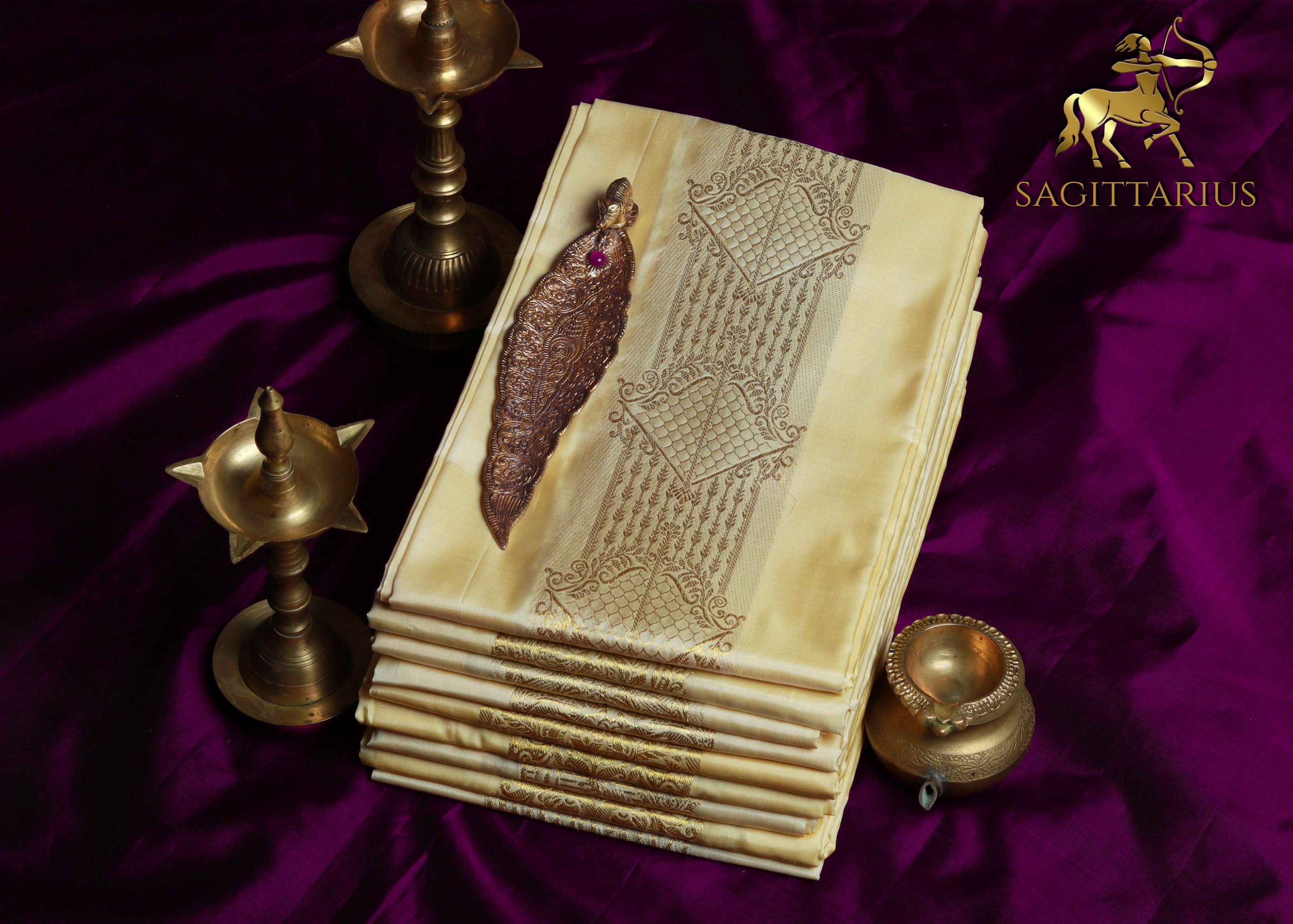 Sagittarius Zodiac Handloom Pure Mulberry Silk Dhoti white mundu vesti Temple Indian wedding dhoti Designer men's dhoti Wedding silk dhoti Men's ethnic Festival men Handwoven Mughal
