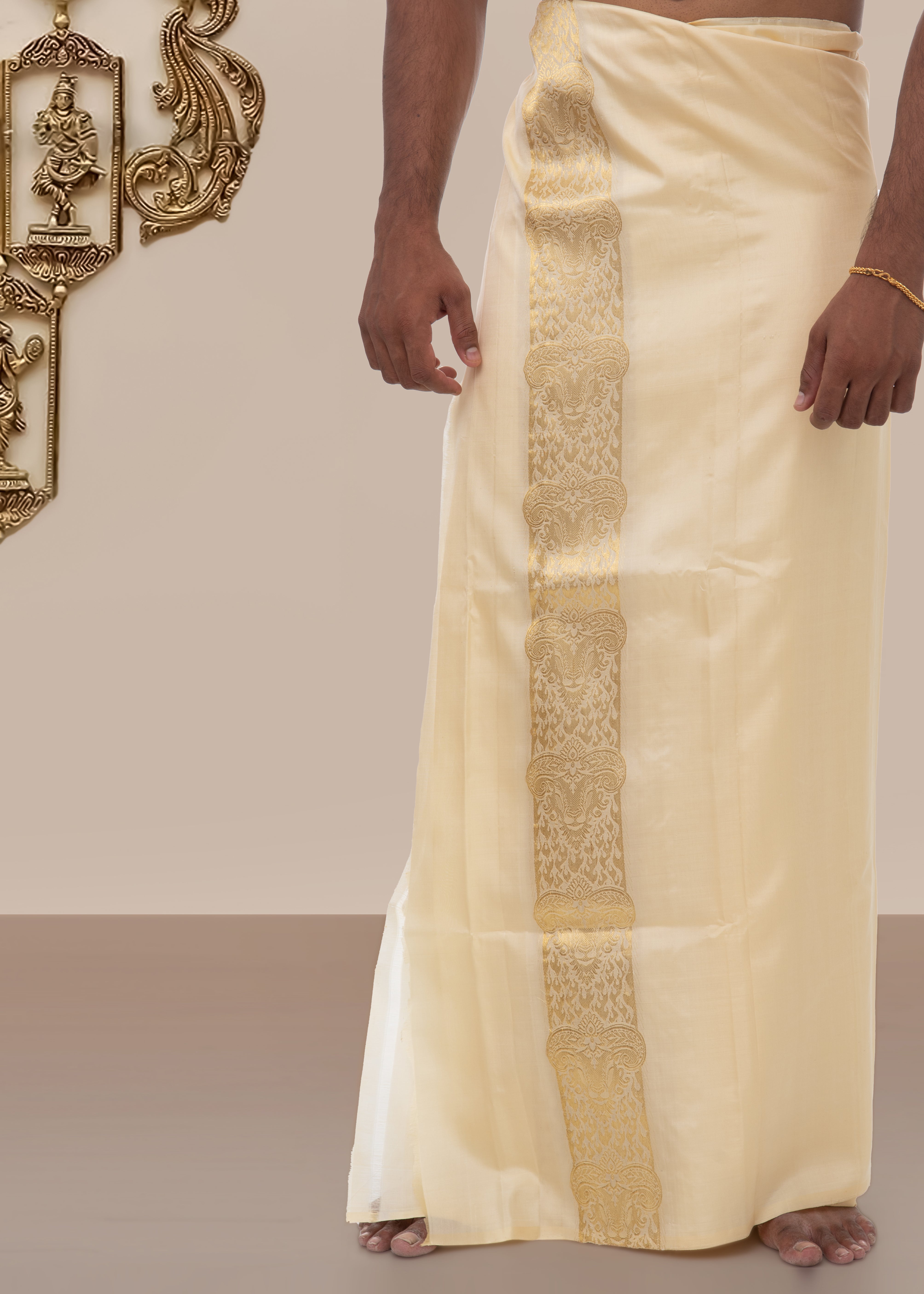 Aries Zodiac Handloom Pure Mulberry Silk Dhoti white mundu vesti Temple Indian wedding dhoti Designer men's dhoti Wedding silk dhoti Men's ethnic Festival men Handwoven