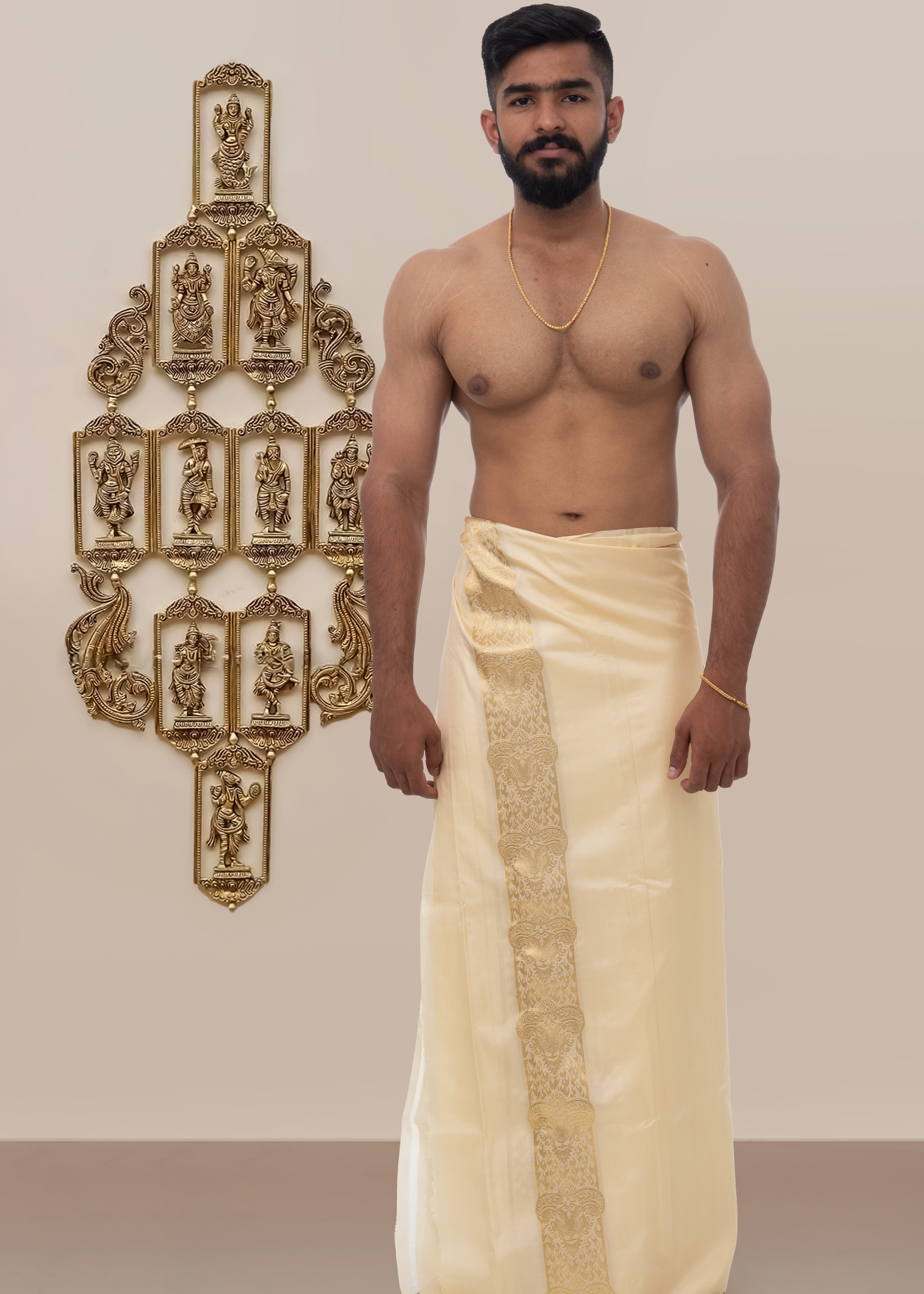 Aries Zodiac Handloom Pure Mulberry Silk Dhoti white mundu vesti Temple Indian wedding dhoti Designer men's dhoti Wedding silk dhoti Men's ethnic Festival men Handwoven