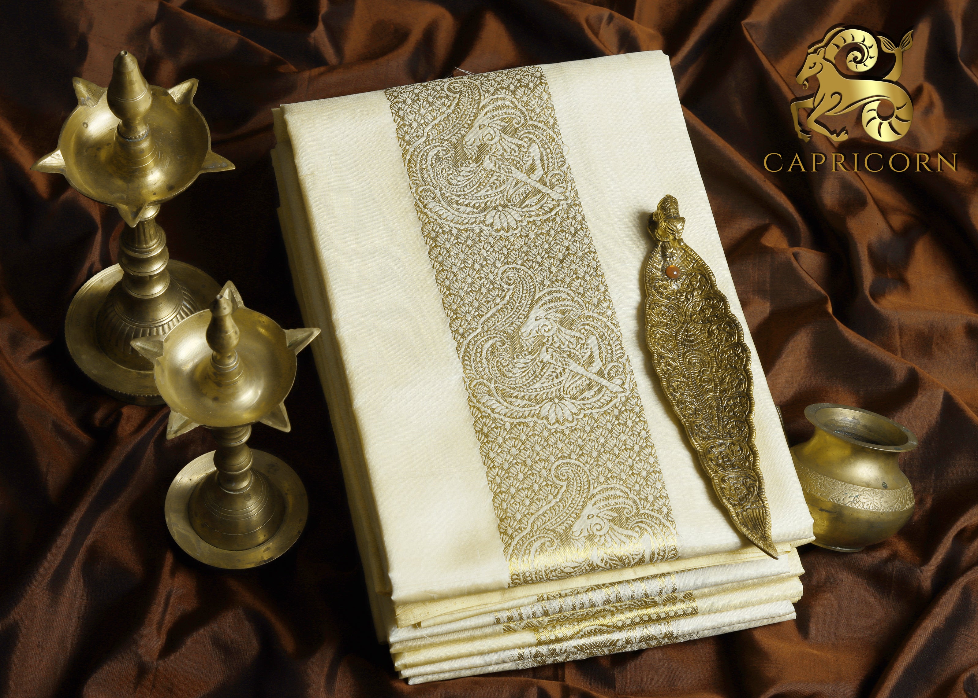 Capricorn Zodiac Handloom Pure Mulberry Silk Dhoti white mundu vesti Temple Indian wedding dhoti Designer men's dhoti Wedding silk dhoti Men's ethnic Festival men Handwoven