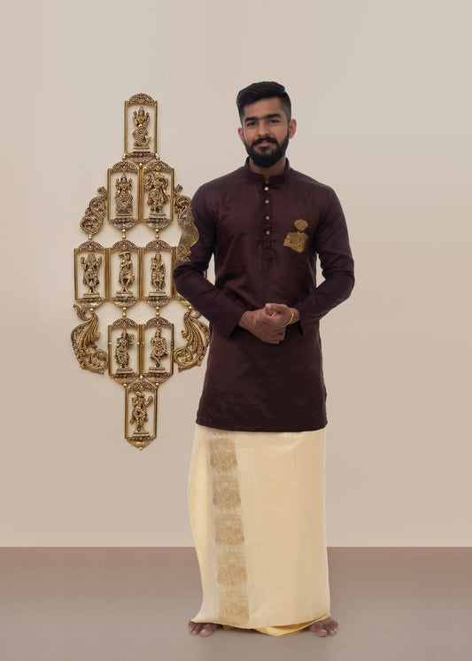 Virgo Zodiac Mughal Premium Pure Silk Kurta Men's Ethnic Wear