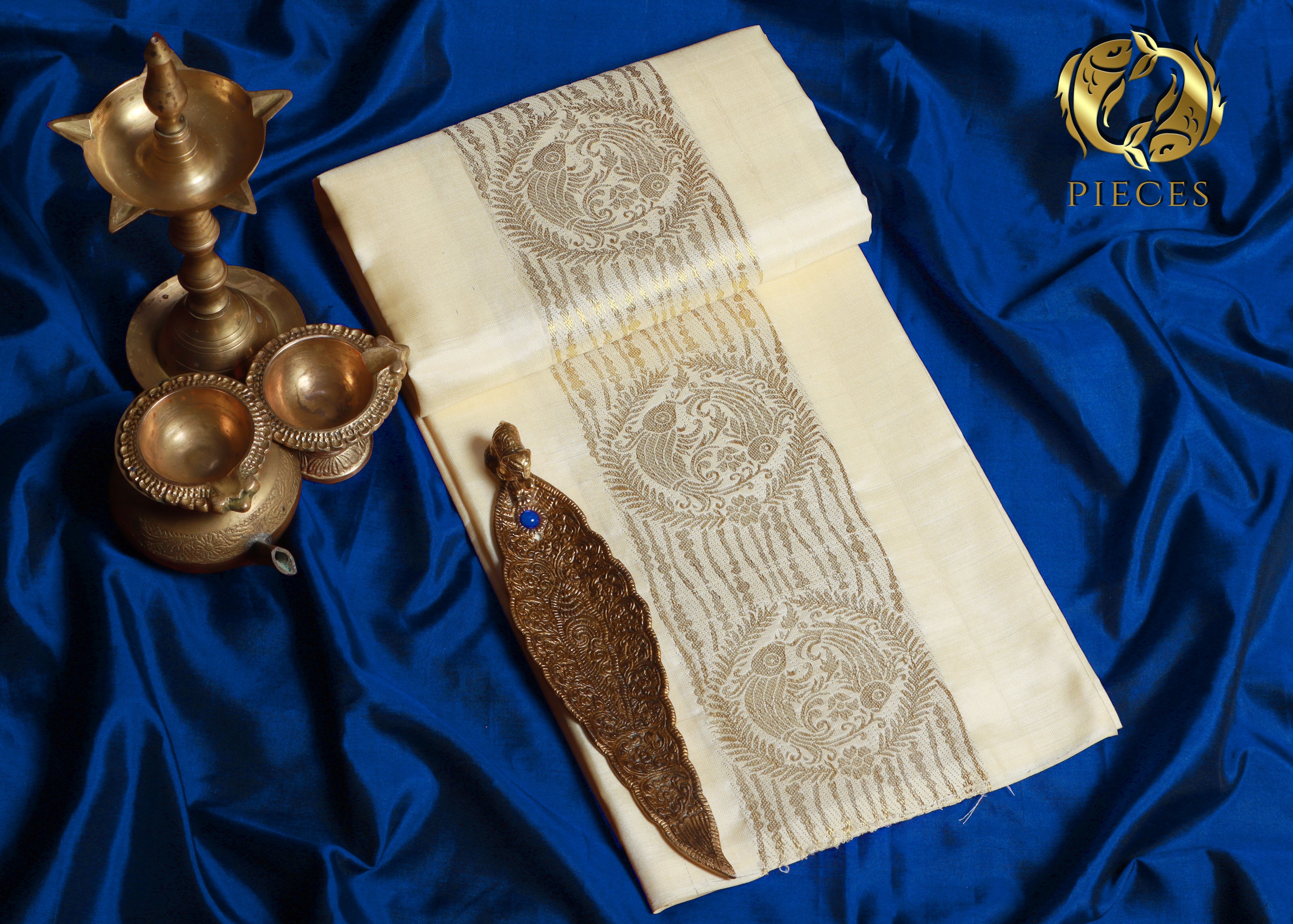 Pisces Zodiac Handloom Pure Mulberry Silk Dhoti white mundu vesti Temple Indian wedding dhoti Designer men's dhoti Wedding silk dhoti Men's ethnic Festival men Handwoven Mughal