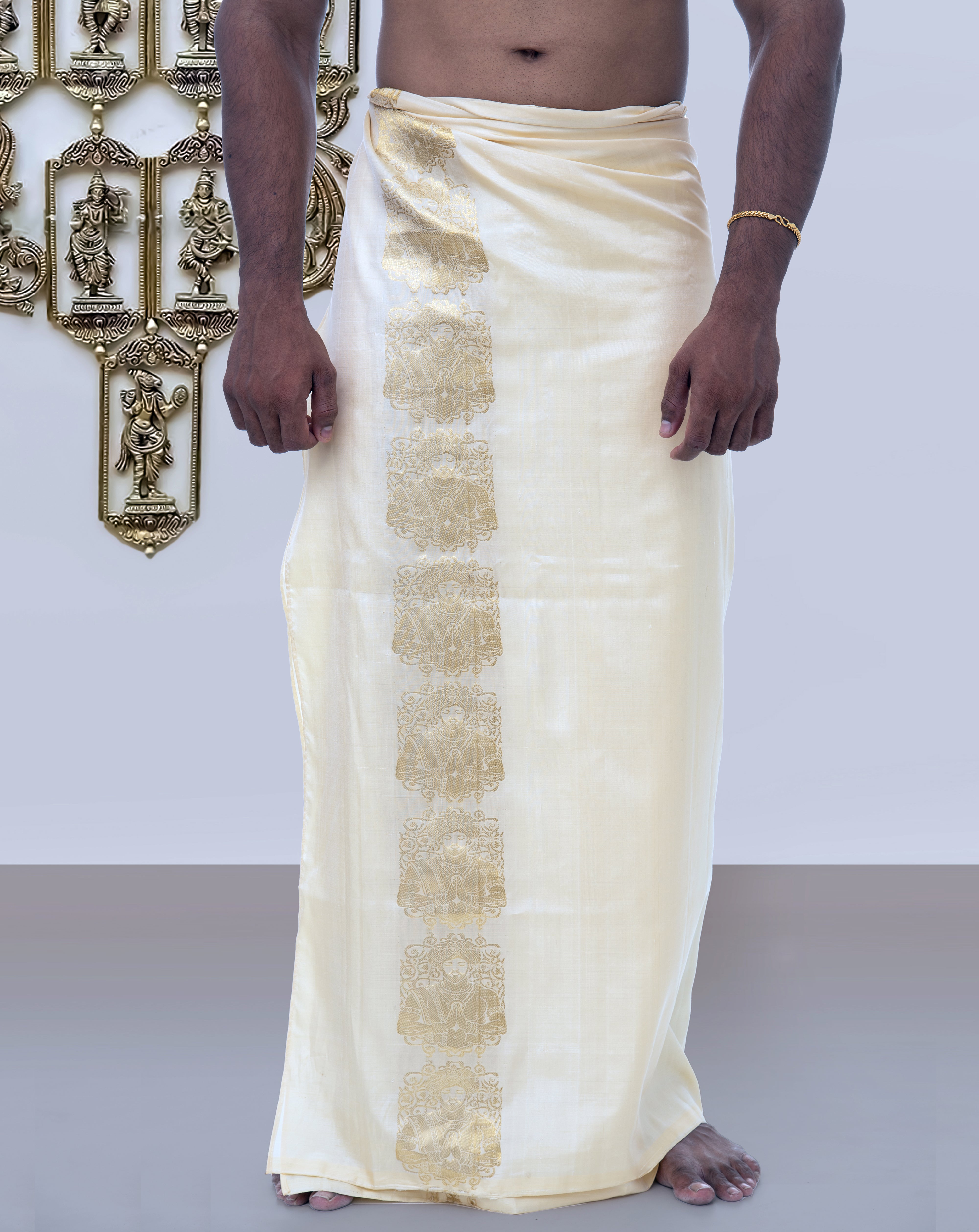 Virgo Zodiac Handloom Pure Mulberry Silk Dhoti white mundu vesti Temple Indian wedding dhoti Designer men's dhoti Wedding silk dhoti Men's ethnic Festival men Handwoven